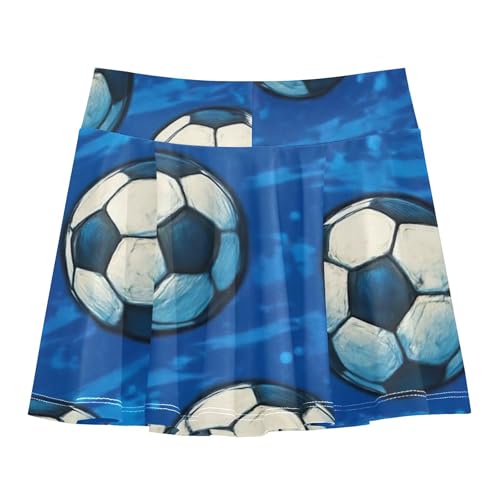 Dance Golf Girls Skorts Athletic Shorts Skirts with Shorts School Cute Soccer Balls Blue 4t2
