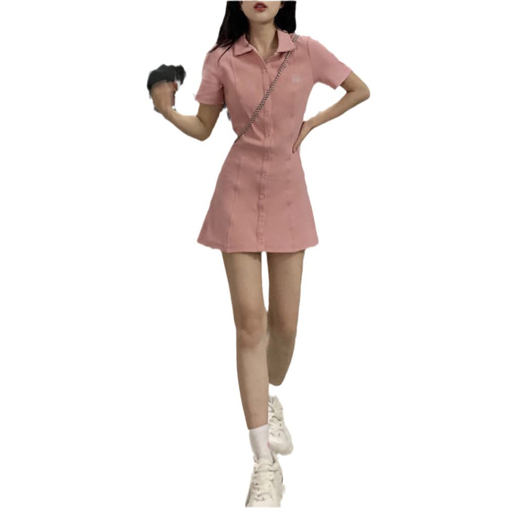 Robe rose à simple boutonnage confortable et légère en taille S