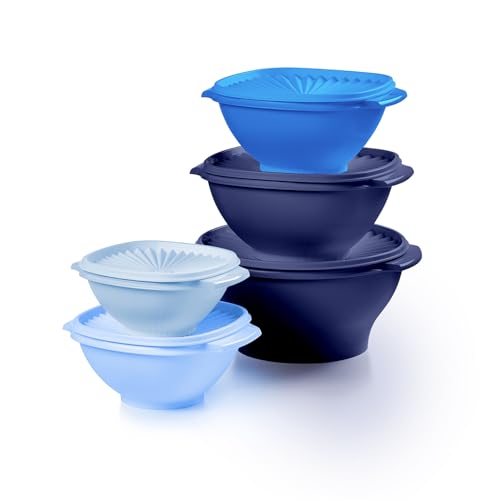 Tupperware Heritage Collection, New 10 Piece Food Storage Container Set in Vintage Blue, Dishwasher Safe and BPA Free (5 Bowls, 5 Lids)