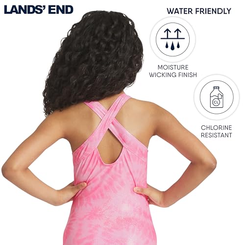 Image of Lands' End Girls' UPF 50+ Stretch Crisscross Back One Piece Swimsuit