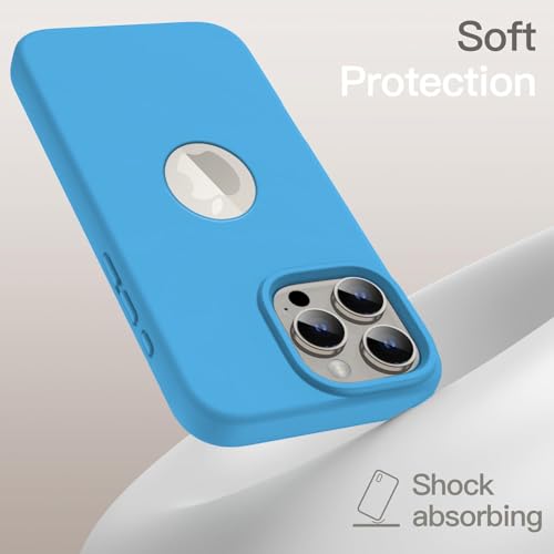 Image of Elzzi Microfiber Cover Compatible for iPhone 16 Pro Case Liquid Silicone Cases Shockproof Cover Back Cover with High Raised Camera Lips (6.3 inch, Aqua)