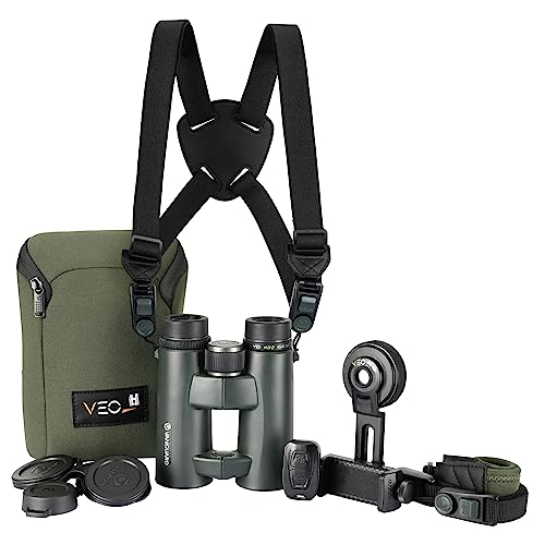 Il kit VEO HD2 1042 offre il binocolo Veo HD2 da 10x42, insieme ai seguenti accessori ottici pensati per gli amanti della natura che cercano un'esperienza visiva eccezionale: adattatore digiscoping PA-62, adattatore per treppiede BA-185, imbracatura e cinghia Veo Optic Guard.