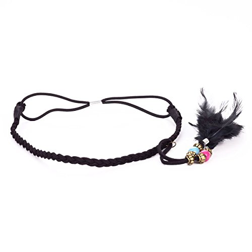 moonbow Headband tresse noir plume - Headband Plume - Headband Noir - Bandeau Cheveux Cover