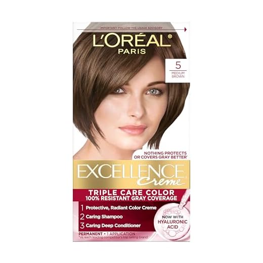 L'Oreal Paris Excellence Creme Permanent Triple Care Hair Color, 5 Medium Brown, Gray Coverage For Up to 8 Weeks, All Hair Types, Pack of 1