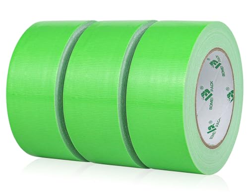 Image of BOMEI PACK Green Duct Tape, 3Rolls Heavy Duty Strong Industrial Color Duct Tape 9mil x 1.88inch x 30yds for Packing and Repairing