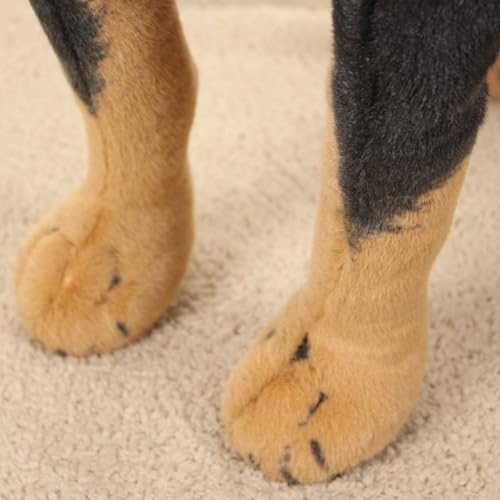champracer Simuliertes Tier Hund Plüschtier lebensechter Rottweiler-Welpe Plüsch Stoffhund Plush Toy Stehend Schwarzer Hund Stofftier Spielzeug Geschenke für Jungen Mädchen (38cm)