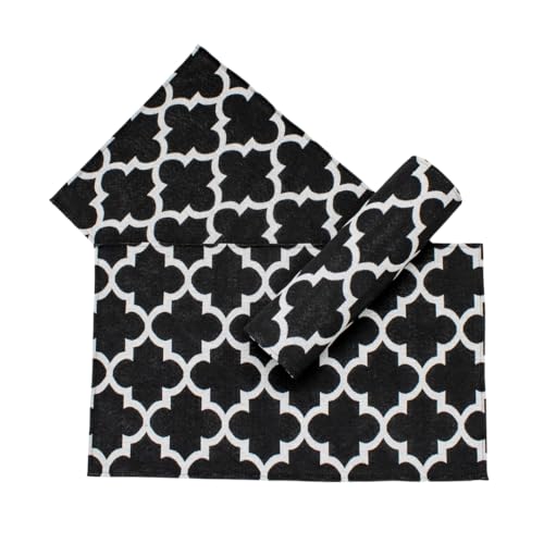 Kit Jogo de Tapetes e Passadeira Jacquard para Sala, Cozinha e Banheiro Antiderrapante 3 Peças - Fác