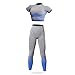 FCCRDS Yoga Pants Women's 2 Piece Tracksuit Seamless Short Sleeve High Waist Control Butt Lifting Legging Yoga Pants Set Striped Knitted Elastic Fitness Sports Yoga Wear(Blue,L)
