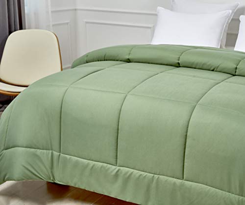 Blue Ridge Home Fashions Two-Tone Reversible Microfiber Down Alternative All Season Comforter-Hypoallergenic Polyester Fill, Full/Queen, Olive/Sage #TOP2