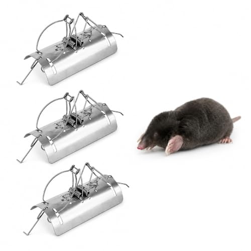 Noctra Tunnel Mole Trap for Lawns Gardens & Fields - Rust Resistant Metal Construction Instant Kill Design for Effective Pest Control. Works on Moles & Voles (3 Pack)