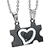 Amosfun rompecabezas del corazón parejas a juego llaveros relación de amor colgante de acero inoxidable llavero amistad bff mejores amigos llavero