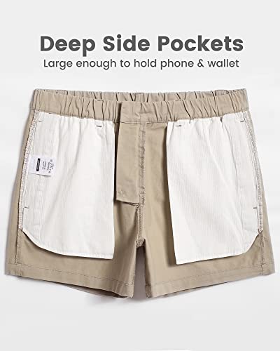 Maamgic Men's Shorts Casual 4" Cotton Stretch Classic-Fit Casual Shorts For Men Elastic Waistband Multi-Pocket Men's Casual Shorts Daily Wear #TOP3