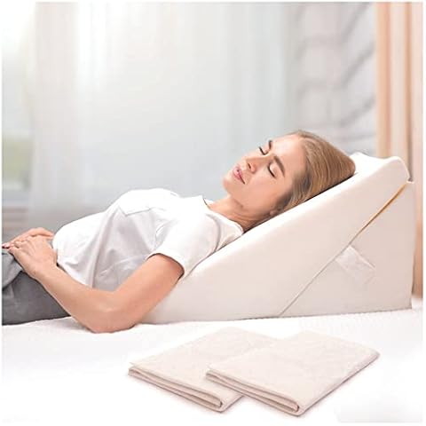 Xtra-Comfort Leg Elevation Pillow - Wedge Elevator Support Cushion for Sleeping, Swelling - Elevated Prop Up Position, Back Pain, Foot Rest, Sciatica (White) Cover