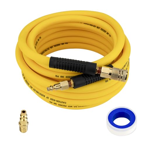 FETIONS Hybrid Air Hose 3/8" x 25 ft, 300 PSI with Fittings