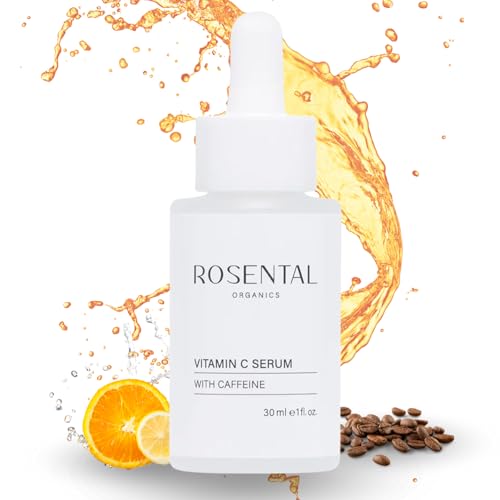 Organics Vitamin C Serum with Caffeine (30ml) – Hydrating Facial Serum – Against dark pigment spots and acne scars – Wrinkles – Brightening facial care – Natural Cosmetics – Made in Germany