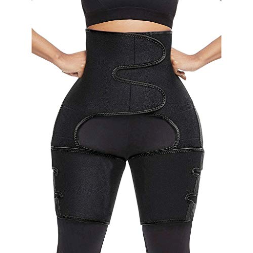 FUNEY Waist Trainer for Women 3-in-1 Thigh Trimmer Belt with Butt Lifter Slimming Body Shaper Womens Slim Thigh Leg Shapers Black