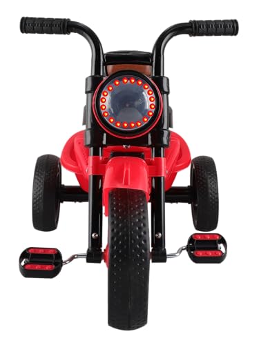 Image of JoyRide Ninja Plug N Play Durable Kids /Pedal Baby Tricycle, Storage Basket, Leather Seat, Led Headlight, Music for 18 Months to 5 Years Boys /Girls /Carrying Capacity Upto 30 Kgs (RED)
