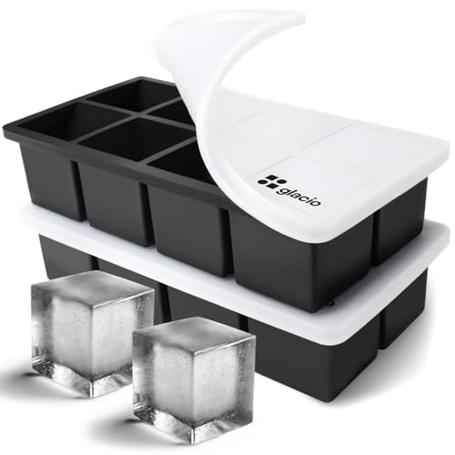 Image of Ice Cube Molds, 2 Pack Silicone Trays for 8 Large Square Cubes