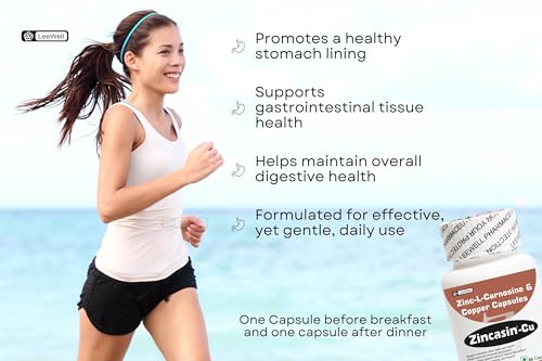 Image of Zincasin -CU contains Zinc L carnosine with Copper Supplement | Support Leaky Gut Care, immunity, Stomach Ulcer & Mucus Membrane layer Protection Supplement - 60 Capsules