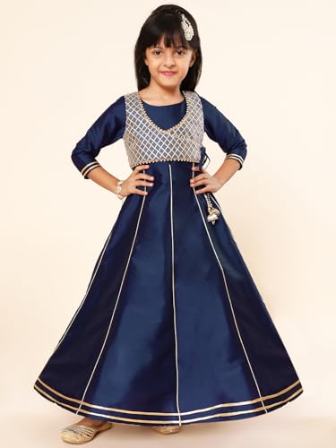 Image of A.T.U.N. (ALL THINGS UBER NICE) Girls Woven Design Gota Jacket Maxi Anarkali Gown