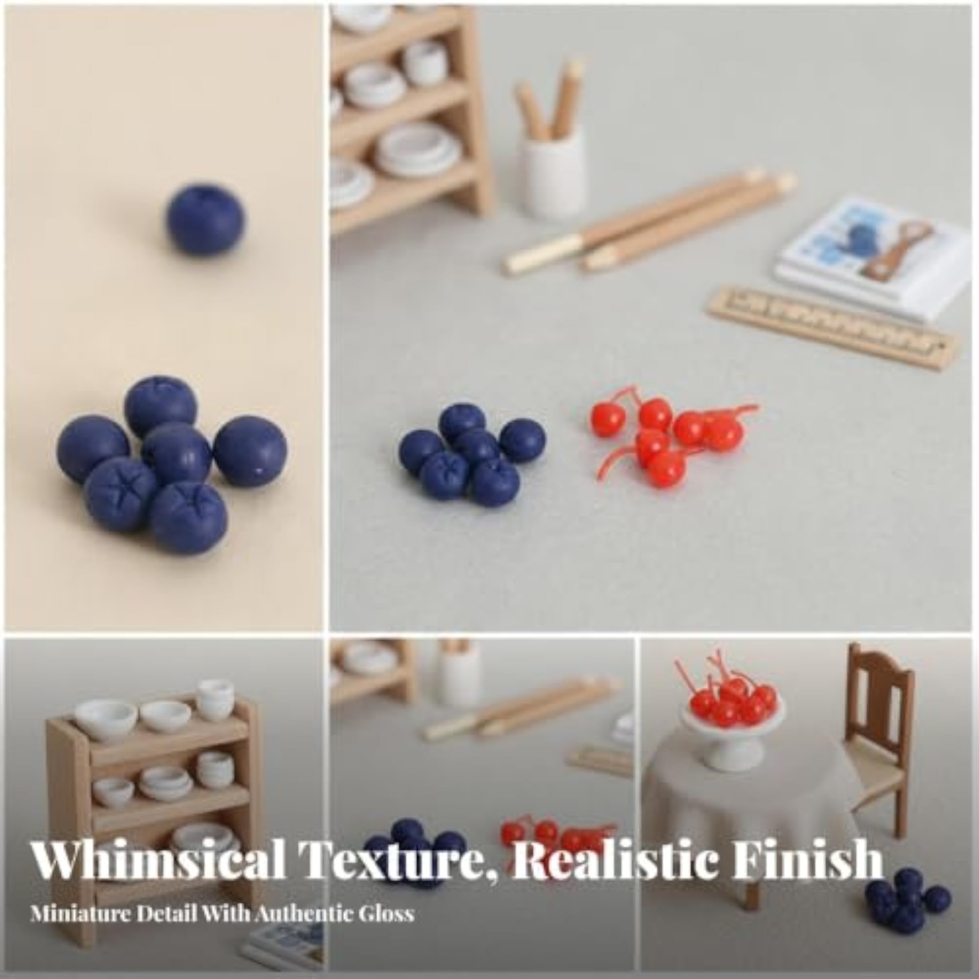 Assorted Miniature Fruit Resin Figurine Set