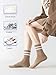 YUWELL Womens Striped Crew Socks, Cotton Cozy Casual Socks for Women 4 Pairs, Size 5-10, Maillard