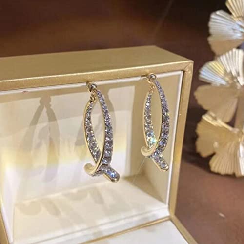 Cross Curved Earrings For Women, Newbieplus Jewelry Earrings, Zircon Ear Cuffs Gold Silver Plated Stick Front Back Linear Drop Gifts Women Teen Girls, 1Pc #TOP4