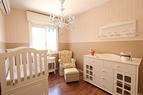 Ralux French Country Chandelier White Crystal Pendant Light, E12 Candle Lamp Wrought Iron Modern Hanging Fixture With Adjustable Chain For Restaurant Living Room Bedroom Cafe #TOP5