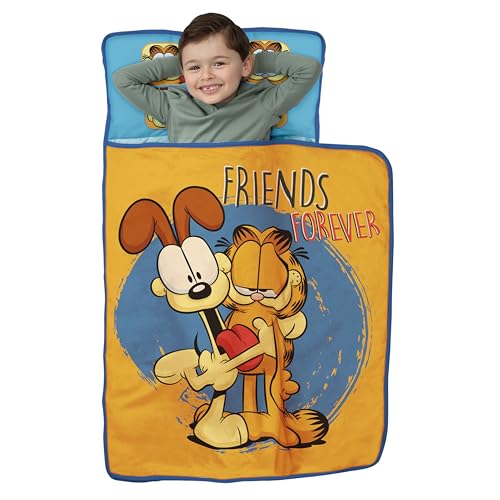 Image of NoJo Garfield Forever Friends Nap Mat - Includes Attached Pillow and Fleece Blanket, Ages 3+