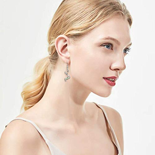 Cinily Sterling Silver Plated Dangle Drop Earrings For Women Girls White Opal Hook Earrings October Birthstone Spiral Ribbon Dangle Earrings #TOP2