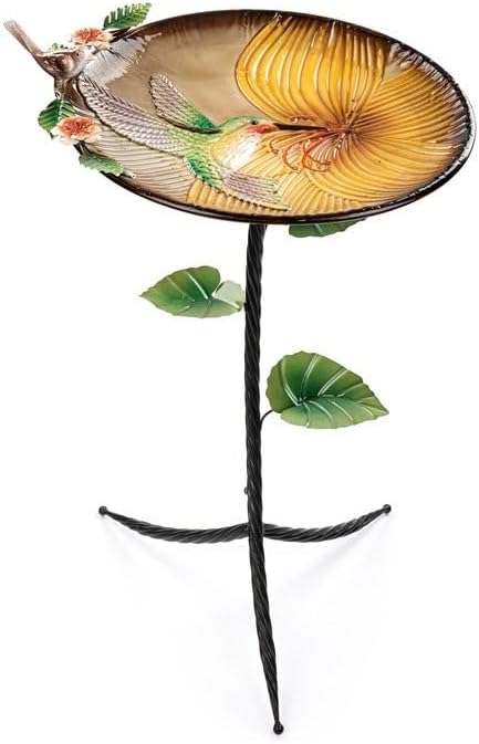 Napco Imports Outdoor Garden Décor Bird Bath Feeder 32 Inch Metal Hummingbird