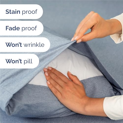 Image of King 6 Piece Bed Sheet Set - Breathable & Cooling Sheets - Heathered Blue | Ultra Soft Hotel Luxury Bedding Set w / 8-16 Inch Deep Pockets - 1 Flat & 1 Fitted Sheet & 4 Pillowcases - Wrinkle & Fade Free