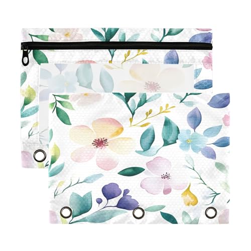 Sevdomey - Juego de 2 kits de lápices de acuarela con ventana transparente, diseño de flores silvestres (3 anillos), color negro, Acuarela Wildflower, 7.08*9.85 inch, BOLSILLO LÁPIDO