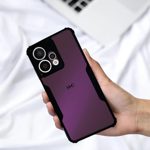 Image of AIBEX Crystal Clear Back Cover Case for HMD Crest Max 5G / HMD Crest 5G | 360 Degree Protection | Shock Proof Design | Transparent Back Cover Case (PC & TPU, Black Bumper)