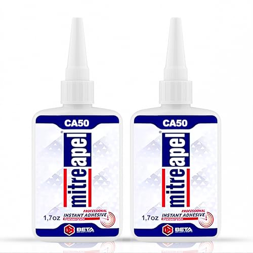 MITREAPEL Cyanoacrylate (CA) Super Glue (2x1.7 oz) for Plastic, Metal, Leather, Ceramic - Fast Adhesive for Woodworking, Hobby Models, Carpentry - 2 Pack