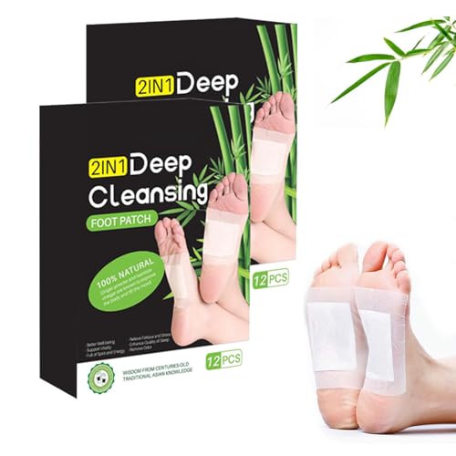 KEWUF 24 Piezas Parches Detox Pies, Almohadillas para Pies, Parches Pies Desintoxicantes, Para Aliviar el Estrés y Dormir Profundamente, Circulación Sanguínea, Eliminar Toxinas y Limpiar el Cuerpo
