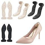 MNYXIS 4 Paia Solette per Scarpe Grandi, Riduttore Numero Scarpe in Memory Foam per Tacchi Alti e Décolleté, Design 2-in-1 con Salva Tallone, 2 Modelli (Punta Tonda e Appuntita), Nero e Carne