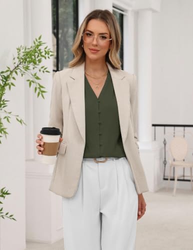 Zelroxa Womens Sleeveless Dress Button Up Down Shirt Dressy Business Casual Work Blouse Tank Tops Summer Dressy Formal Pleated V Neck Professional Office Top 2026 Trendy Outfits Clothing Army Green — view 5
