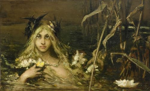 Cuadro Ninfa del agua pintura al óleo regalo artístico para inauguración de casa y salón