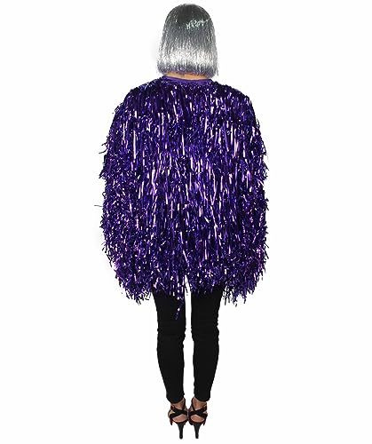 Unisex Festival Carnival Thick Tinsel Jacket with Loose Fit, Extra Dense Tinsel, Purple Medium4