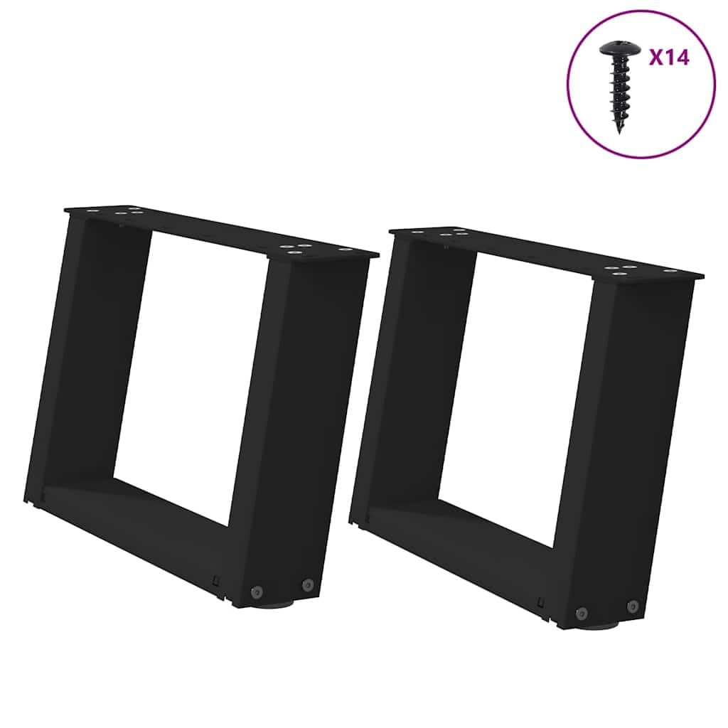 Gambe per tavolino 2 pezzi a forma di U 50 x (30-31) cm in acciaio nero