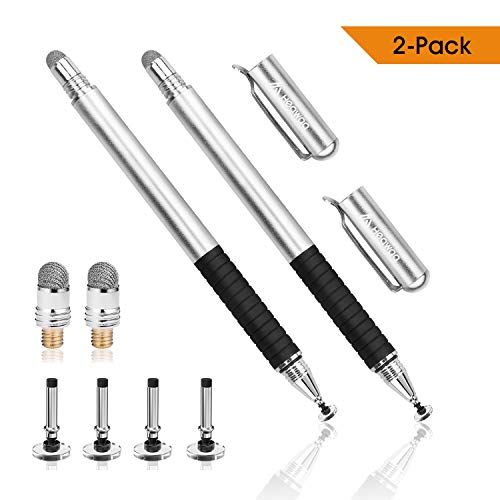 HEAWAA Universal Kapazitiver Stylus Pen, Disc und Faserspitze, 2-in-1 Stylus-Eingabestift für Tablets Handys und Laptops