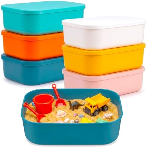 6 Pack 4 Qt Sensory Sand Tray Bins with Lids