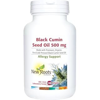 New Roots Herbal Black Cumin Seed Oil 500mg, Organic Cold Pressed Nigella Sativa for Seasonal Nasal & Eye Comfort Support, 120 Softgels, Made in Canada