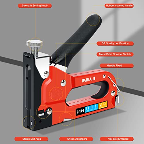 3-In-1 Staple Gun Kit With 3000 Staples And Staple Remover,Heavy Duty And Upholstery Staple Gun,Manual Nail Gun Suitable For Wood, Crafts, Wire #TOP1