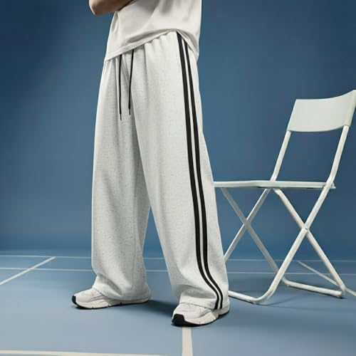 Image of dockstreet Straight Wide fit Long Length Open Bottom Jogger for Men /Trending Multi Pocket Style, Relaxed Casual Pants for Men