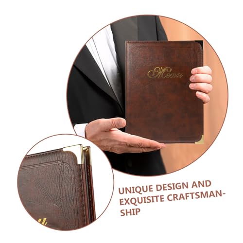 Support de menu résistant A4 cuir marron idéal pour les tables de bar