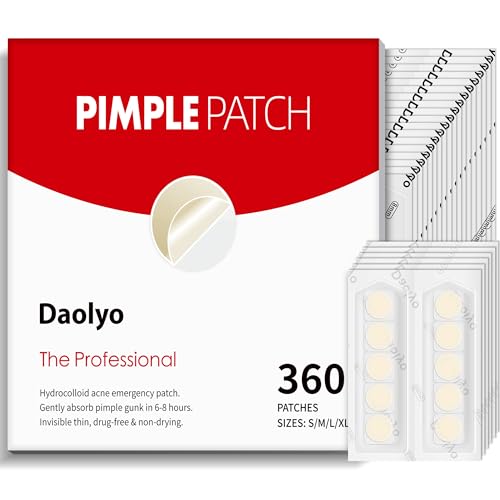 Image of Daolyo Pimple Patches for Face, 4 Size 360 Counts Hydrocolloid Acne Patches for Covering Zits and Blemishes, Spot Stickers with Salicylic Acid, Tea Tree Oil & Calendula Oil, Mini Package
