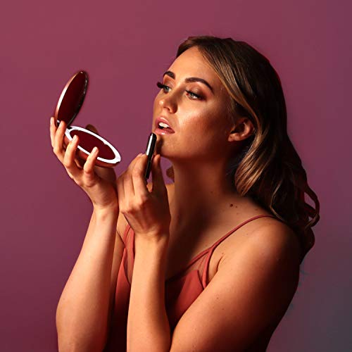 Fancii Compact Magnifying Mirror With Natural Led Lights, 1X And 10X Magnification - Natural Daylight, Portable Pocket Makeup Mirror For Purses And Travel, Rose Gold (Lumi Mini) #TOP5
