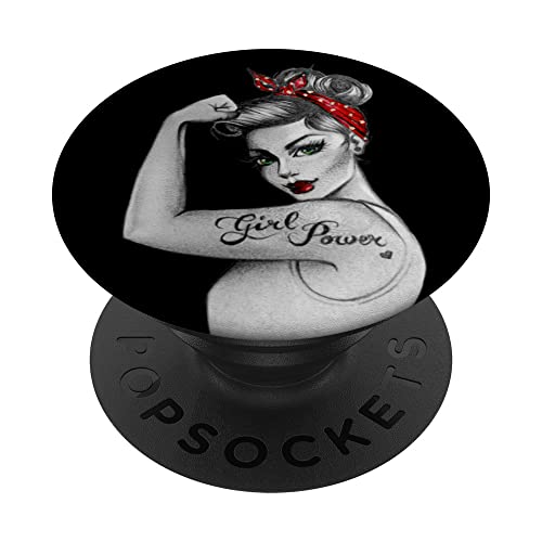 Girl Power Modern Rosie Pin up Retro Art par Anne Cha Femme PopSockets PopGrip Interchangeable Cover